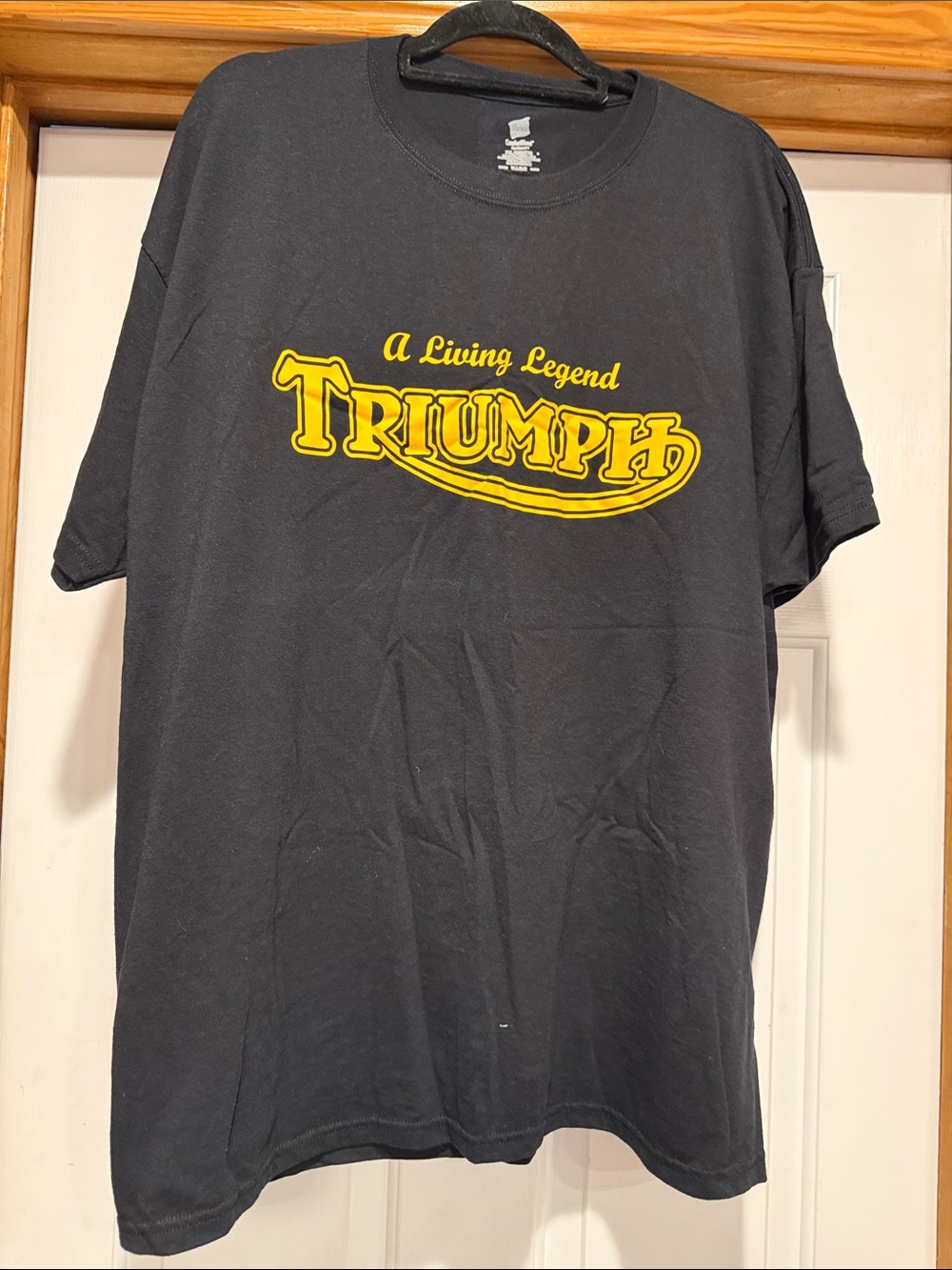 Triumph Black Tee with Yellow Script Logo